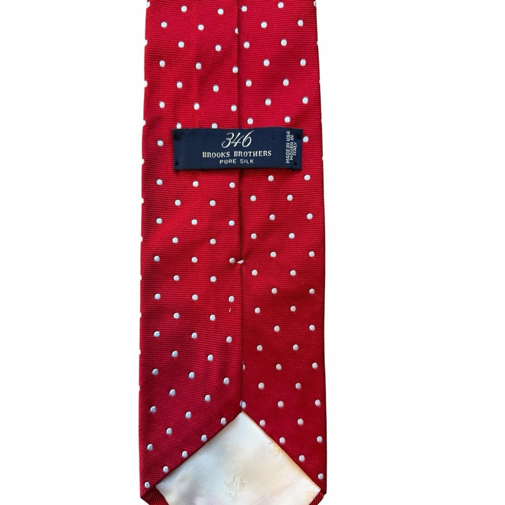 Brooks Brothers 346 Neck Tie Silk Red Weave Pattern Square Made In USA Mens - Picture 2 of 2